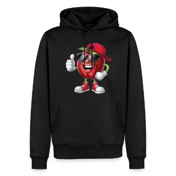 Apfel - Männer Premium Bio Hoodie - Schwarz - Vorne - Nico (187cm)