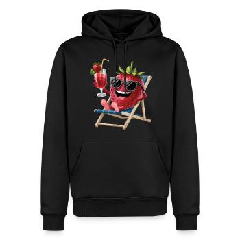 Strawberry - Männer Premium Bio Hoodie - Schwarz - Vorne - Nico (187cm)