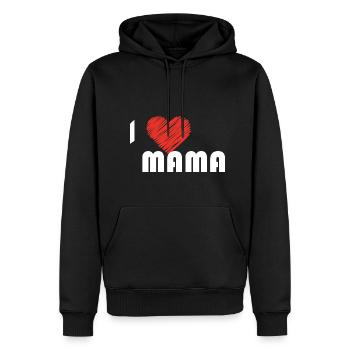 i love mama blanc ,tshirt ,je t'aime mama - Sweat à capuche Premium bio Homme - noir - Devant - Nico (187cm)