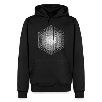 Fraktale Blume des Lebens Heilige Geometrie - Männer Premium Bio Hoodie - Schwarz - Vorne - Nico (187cm)