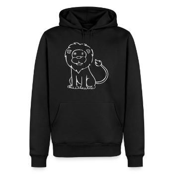 Silhouette de chat, animal sauvage, dessin de lion - Sweat à capuche Premium bio Homme - noir - Devant - Nico (187cm)
