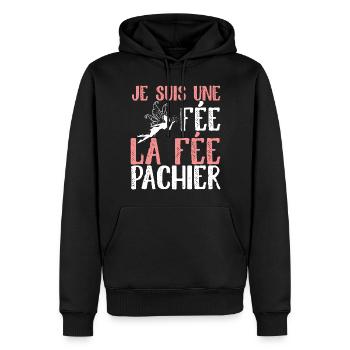 Je Suis La Fée Pas Chier Humour Fête Des Mères - Sweat à capuche Premium bio Homme - noir - Devant - Nico (187cm)