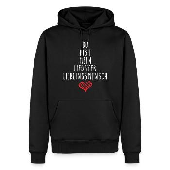 Tu es ma personne préférée - je t’aime - Sweat à capuche Premium bio Homme - noir - Devant - Nico (187cm)