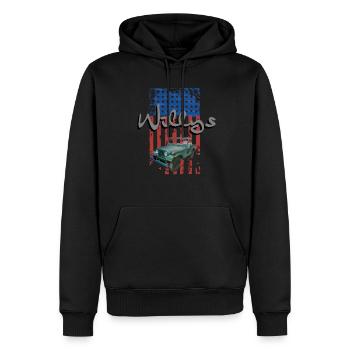 Willys USA - Männer Premium Bio Hoodie - Schwarz - Vorne - Nico (187cm)