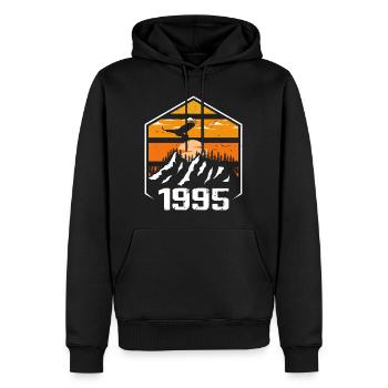 Jubiläum 1995 Jahrgang 1995 Hergestellt im Jahr 1995 - Männer Premium Bio Hoodie - Schwarz - Vorne - Nico (187cm)