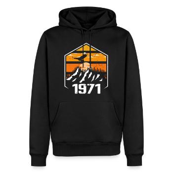 Anniversaire 1971 Millésime 1971 Fabriqué en 1971 - Sweat à capuche Premium bio Homme - noir - Devant - Nico (187cm)