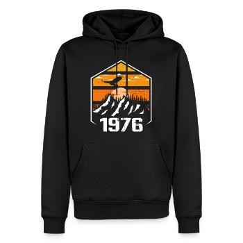 Jubiläum 1976 Jahrgang 1976 Baujahr 1976 - Männer Premium Bio Hoodie - Schwarz - Vorne - Nico (187cm)