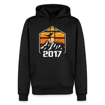 Anniversaire 2017 Millésime 2017 Fabriqué en 2017 - Sweat à capuche Premium bio Homme - noir - Devant - Nico (187cm)