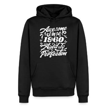 Awesome Since 1960 - Bis zur Perfektion gealtert, Geschenk 1960 - Männer Premium Bio Hoodie - Schwarz - Vorne - Nico (187cm)