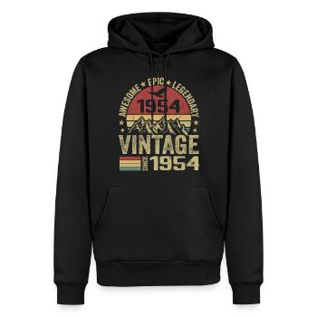 Jahrgang 1954 Geburtstagsgeschenk 1954 - Jahrgang 1954 - Männer Premium Bio Hoodie - Schwarz - Vorne - Nico (187cm)