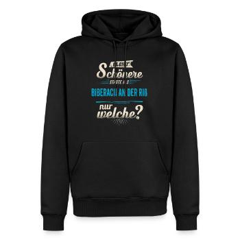Heimat Stadt - Biberach an der Riß - blau retro - - Männer Premium Bio Hoodie - Schwarz - Vorne - Nico (187cm)