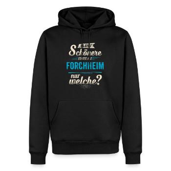 Heimat Stadt - Forchheim - blau retro - RAHMENLOS - Männer Premium Bio Hoodie - Schwarz - Vorne - Nico (187cm)