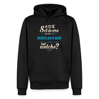 Heimat Stadt - Rheinfelden (Baden) - blau retro - - Männer Premium Bio Hoodie - Schwarz - Vorne - Nico (187cm)