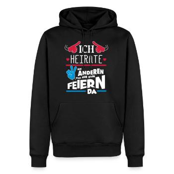 ICH HEIRATE JGA - Männer Premium Bio Hoodie - Schwarz - Vorne - Nico (187cm)