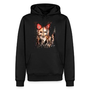 David Pucher Art renard fraise - Sweat à capuche Premium bio Homme - noir - Devant - Nico (187cm)