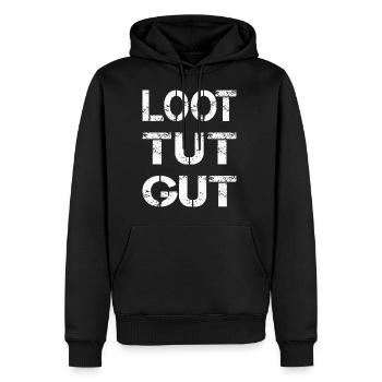 Loot tut gut - Männer Premium Bio Hoodie - Schwarz - Vorne - Nico (187cm)