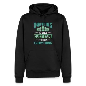Bowling is like Duct Tape it fixes everything - Sweat à capuche Premium bio Homme - noir - Devant - Nico (187cm)