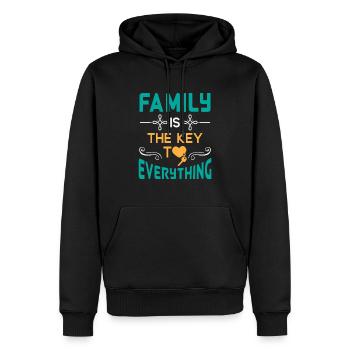 Family is the key to everything lovely & cute - Sweat à capuche Premium bio Homme - noir - Devant - Nico (187cm)