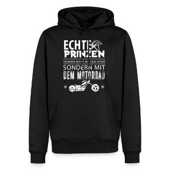 Biker Shirt Männer - Motorrad Prinz - Männer Premium Bio Hoodie - Schwarz - Vorne - Nico (187cm)