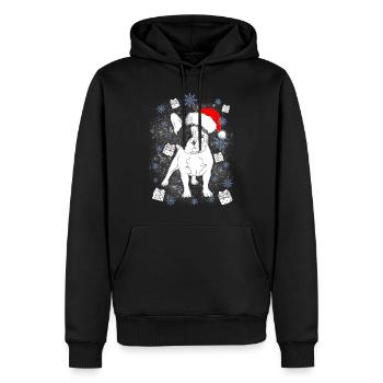 Cadeau de Noël de Santa bouledogue Français - Sweat à capuche Premium bio Homme - noir - Devant - Nico (187cm)