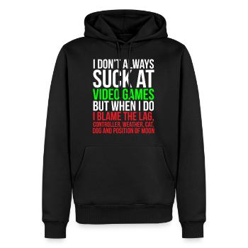 T-shirt drôle de joueur visuel hilare - Sweat à capuche Premium bio Homme - noir - Devant - Nico (187cm)