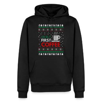 Ok But First Coffee, Ugly Christmas Sweater Gift - Männer Premium Bio Hoodie - Schwarz - Vorne - Nico (187cm)