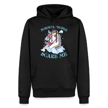 Einhorn Geschenk Normal People Scare Me - Sweat à capuche Premium bio Homme - noir - Devant - Nico (187cm)