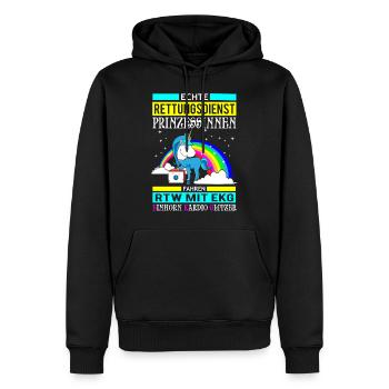 Cadeau de sauvetage princesse Licorne - Sweat à capuche Premium bio Homme - noir - Devant - Nico (187cm)