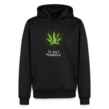 Plant Manager Cannabis Marihuana THC CBD Weed Hanf - Männer Premium Bio Hoodie - Schwarz - Vorne - Nico (187cm)