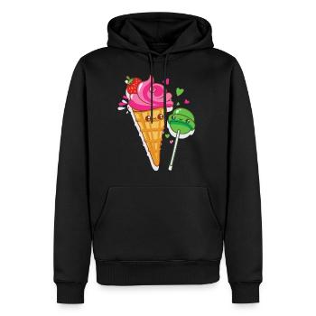 Bonne crème glacée et les sucettes sont amoureux - Sweat à capuche Premium bio Homme - noir - Devant - Nico (187cm)