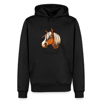 Cheval de trait comtois (texte noir) - Sweat à capuche Premium bio Homme - noir - Devant - Nico (187cm)