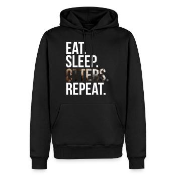 Eat Sleep Otters Funny Otter T-shirt - Men’s Premium Organic Hoodie - black - Front - Nico (187cm)