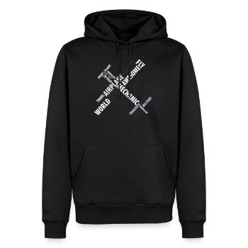 Flugzeug - Männer Premium Bio Hoodie - Schwarz - Vorne - Nico (187cm)