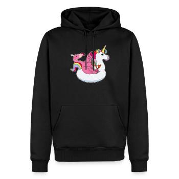 Flamant rose sur l'été licorne tapis kawaii - Sweat à capuche Premium bio Homme - noir - Devant - Nico (187cm)