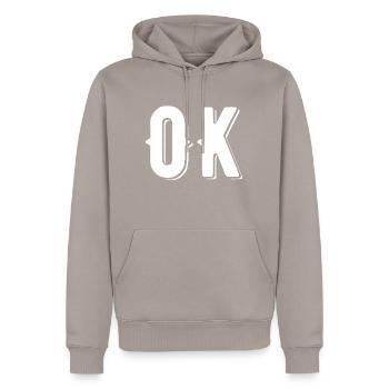 OK - Men’s Premium Organic Hoodie - taupe - Front - Nico (187cm)