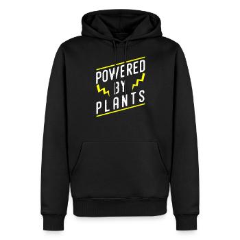 Powered by Plants Vegan Veganer Veganerin Geschenk - Männer Premium Bio Hoodie - Schwarz - Vorne - Nico (187cm)