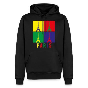 Pop Art Paris - Sweat à capuche Premium bio Homme - noir - Devant - Nico (187cm)