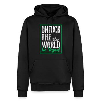 unfuck the world go vegan - Männer Premium Bio Hoodie - Schwarz - Vorne - Nico (187cm)