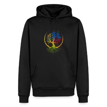 arbre de la vie - Sweat à capuche Premium bio Homme - noir - Devant - Nico (187cm)