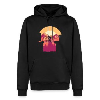 Motard, sur, pont - Sweat à capuche Premium bio Homme - noir - Devant - Nico (187cm)