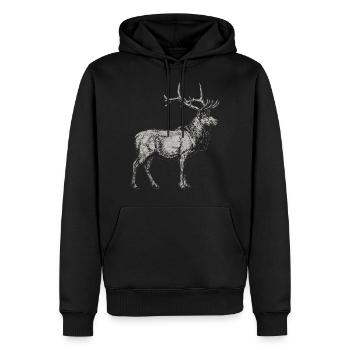 Hirsch Reh Elch Geweih Tier Waldtier Geschenk - Männer Premium Bio Hoodie - Schwarz - Vorne - Nico (187cm)