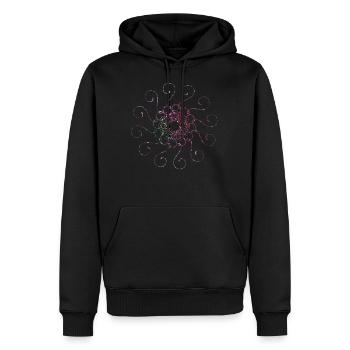 Mandala Paillettes - Sweat à capuche Premium bio Homme - noir - Devant - Nico (187cm)
