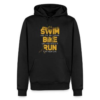 Course de vélo de natation - Sweat à capuche Premium bio Homme - noir - Devant - Nico (187cm)