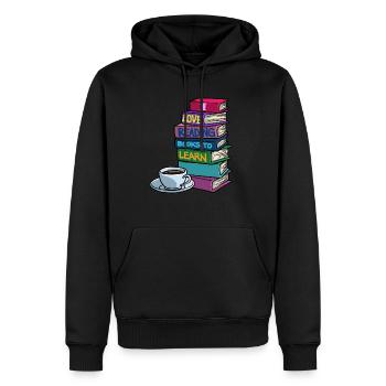 J'adore lire des livres pour apprendre Lire étudiant en design - Sweat à capuche Premium bio Homme - noir - Devant - Nico (187cm)