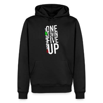 One down five up – 1N23456 - Men’s Premium Organic Hoodie - black - Front - Nico (187cm)