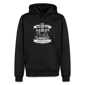 BRÛLAGE D'UN HAMSTER - Sweat à capuche Premium bio Homme - noir - Devant - Nico (187cm)