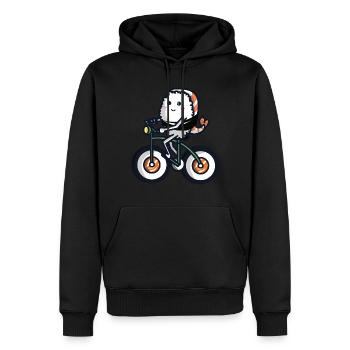 Sushi sur un vélo - Sweat à capuche Premium bio Homme - noir - Devant - Nico (187cm)