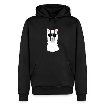 LAMA - LLAMA - Männer Premium Bio Hoodie - Schwarz - Vorne - Nico (187cm)