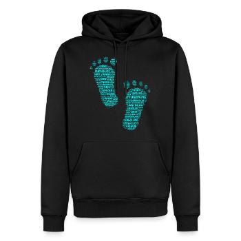 Füße, Barfuß, große Füße, Fußabdruck, Fußspuren - Männer Premium Bio Hoodie - Schwarz - Vorne - Nico (187cm)