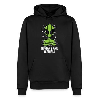 UFO Alien Extraterrestre Alien Tête Cadeau - Sweat à capuche Premium bio Homme - noir - Devant - Nico (187cm)